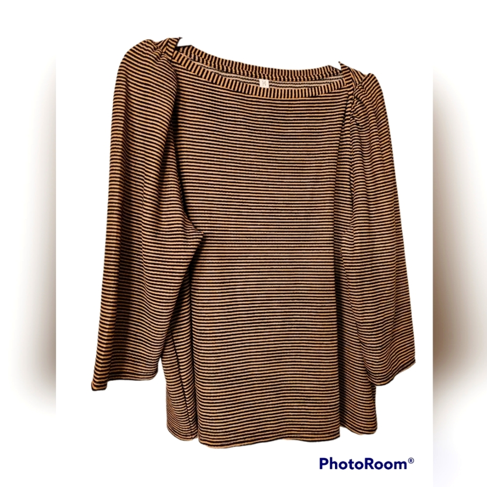 *SALE* Mango Black and Tan Striped Top